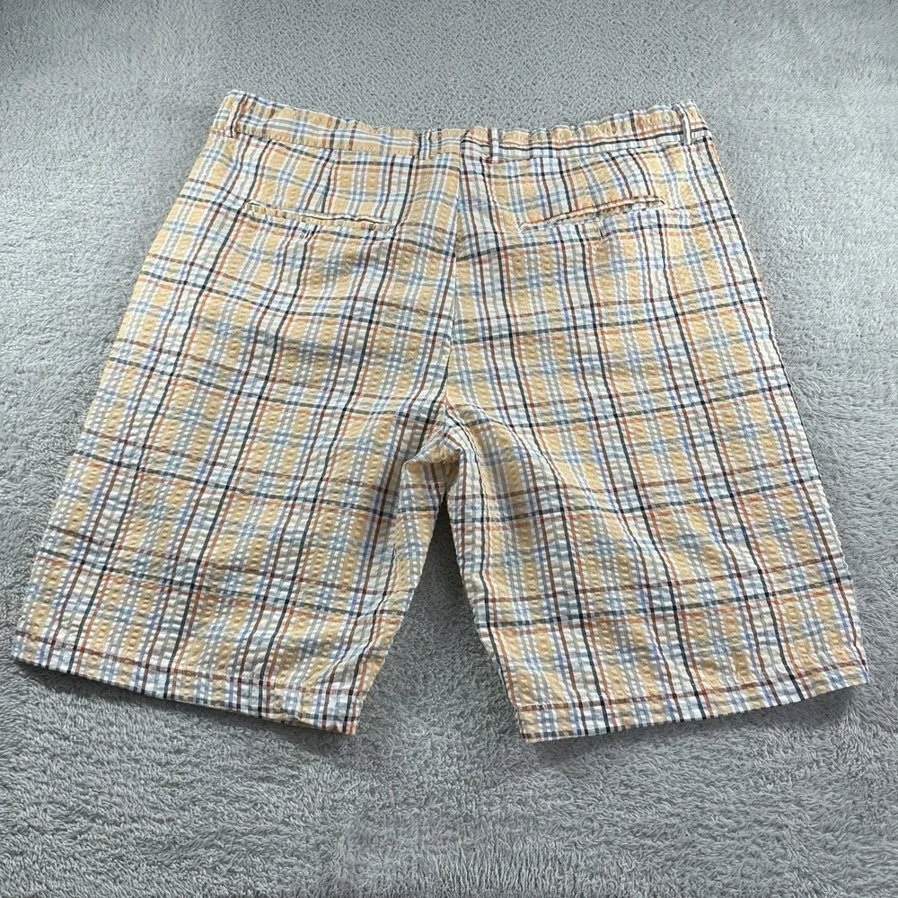 Gino Lussari Seerksucker Shorts‎ Mens 42 Plaid Lightweight Golf Spring Summer